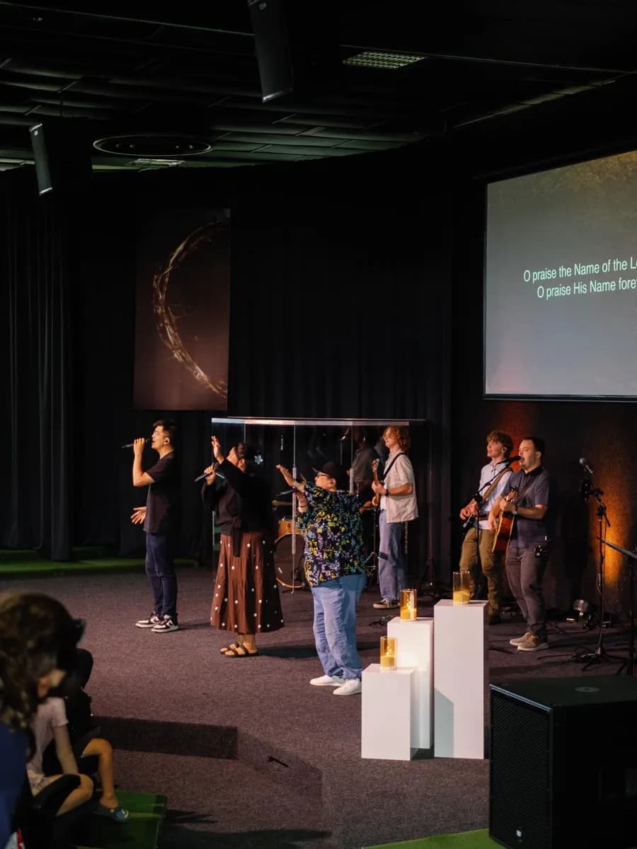 Musicians and singers serving together at Ev Church